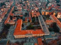 Aerial Photography of Verona city. Urban skyline, historical city centre, red tiled roofs, Veneto Region, Italy Royalty Free Stock Photo