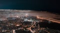 Aerial photos of the city night scene, clouds in the sky and city lights were taken in Dalian, Liaoning Province, China Royalty Free Stock Photo