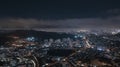 Aerial photos of the city night scene, clouds in the sky and city lights were taken in Dalian, Liaoning Province, China Royalty Free Stock Photo