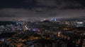 Aerial photos of the city night scene, clouds in the sky and city lights were taken in Dalian, Liaoning Province, China Royalty Free Stock Photo