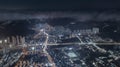 Aerial photos of the city night scene, clouds in the sky and city lights were taken in Dalian, Liaoning Province, China Royalty Free Stock Photo