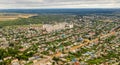 Aerial photos of multi-storey buildings among single-storey buildings