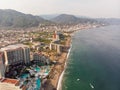 Aerial photos of the pier knows as Playa Los Muertos pier in the beautiful town of Puerto Vallarta in Mexico, the town is on the