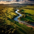 Aerial photos of river and Lewa Conservancy in Africa