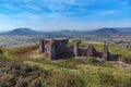 Aerial picture from a ancient castle ruin from Hungary on the volcano hill Csobanc, near lake Balaton Royalty Free Stock Photo