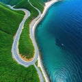 aerial picture of a curvy road next to the ocean in Namhae