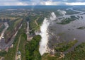 Aerial picture of the famous Victoria Falls between Zambia and Zimbabwe Royalty Free Stock Photo