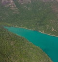 An aerial picture of an inlet in Whitsundays in Australia