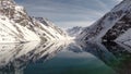 Aerial picture of a lagoon at a ski resort in Chile