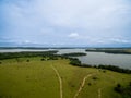 Aerial picture of lake, Conkouati National park Congo.