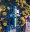 Aerial picture of Nidaros Cathedral in autumn