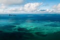 Aerial picture of the north, north east coast of Mauritius Island. Beautiful lagoon of Mauritius Island shot from above Royalty Free Stock Photo