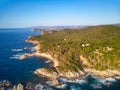 Aerial picture over the Costa Brava coastal, near the small town Palamos of Spain