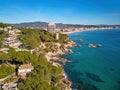 Aerial picture over the Costa Brava coastal, near the small town Palamos of Spain