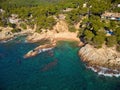 Aerial picture over the Costa Brava coastal, near the small town Palamos of Spain