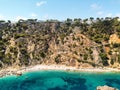 Aerial picturesque Ambolo beach. Javea, Costa Blanca, Spain Royalty Free Stock Photo