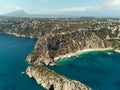 Aerial picturesque Ambolo beach. Javea, Costa Blanca, Spain Royalty Free Stock Photo