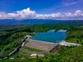 Aerial of the picturesque Bajul mati, reservoir or dam in Situbondo, East Java in Indonesia