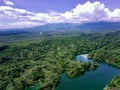 Aerial of the picturesque Bajul mati, reservoir or dam in Situbondo, East Java in Indonesia