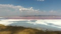 Aerial Pink Colored Salt Lake Shore