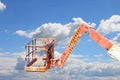 Aerial platform for repairing works against a sky background