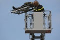 aerial platform during the rescue operation with fireman Royalty Free Stock Photo
