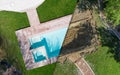 Aerial of Before and After Pool Build Construction Site Royalty Free Stock Photo
