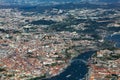 aerial of Porto with view to the river Douro bridges and town