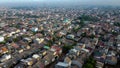 Aerial POV view Depiction of flooding. devastation wrought after massive natural disasters at Bekasi - Indonesia Royalty Free Stock Photo