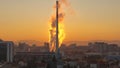 AERIAL: Power plant near residential neighborhood in Ljubljana pollutes the air.