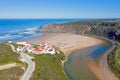 Aerial from Praia Odeceixe on the west coast in Portugal Royalty Free Stock Photo