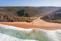 Aerial from Praia Vila de Bispo in the Algarve Portugal