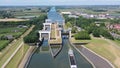 Aerial from the Princess Irene Lock at Wijk bij Duurstede in the Netherlands