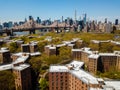 Aerial of Queensborough bridge and downtown manhattan