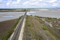 Aerial Of Railway Line Leading Towards Bridge Royalty Free Stock Photo