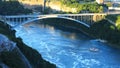 Aerial of the Rainbow Bridge in Niagara Falls, Canada Royalty Free Stock Photo