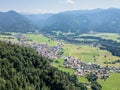 Aerial of the Reit im Winkl in Bavaria with green forests and mountain