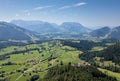 Aerial of the Reit im Winkl in Bavaria with green forests and mountain