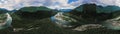 Aerial 360 River Petrohue at Osorno Puerto Varas, Chile, South America. Royalty Free Stock Photo