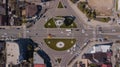 Aerial road intersection, junction top view, route traffic