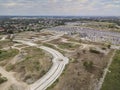 Aerial of a a road network under construction for a low cost subdivision