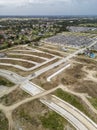 Aerial of a a road network under construction for a low cost subdivision