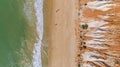 Aerial rocks and cliffs seascape shore view of famous Falesia beach, Algarve