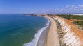 Aerial rocks and cliffs seascape shore view of famous Falesia beach, Algarve