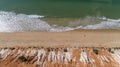 Aerial rocks and cliffs seascape shore view of famous Falesia beach, Algarve