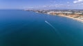 Aerial rocks and cliffs seascape shore view of famous Falesia beach, Algarve