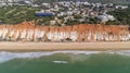 Aerial rocks and cliffs seascape shore view of famous Falesia beach, Algarve