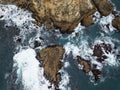 Aerial of Rocky Sonoma Shoreline in Northern California Royalty Free Stock Photo