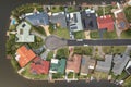 Aerial top down view of waterfront houses, Australia Royalty Free Stock Photo