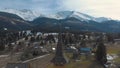 Aerial Rotational Shot Of The Tower Monastery In Maramures, Romania
